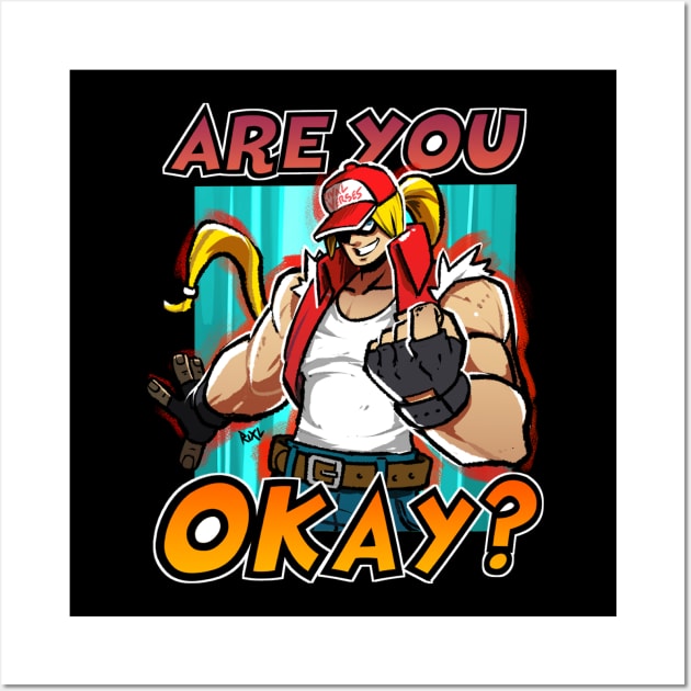 Terry Bogard T-shirt (Are you ok?) Wall Art by Black Star Art Guild